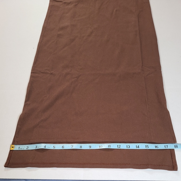 The Drop Ameila Dress Choclate Fondant Sleeveless Ribbed Dress NWT L Hi Low - Picture 11 of 11